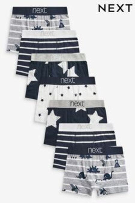 Azul marino/gris con dinosaurios y estrellas - Pack de cinco calzoncillos (2-12 años) (243957) | 26 € - 29 €