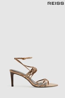 Reiss Bronze Georgina Leather Strappy Heels (244233) | OMR87