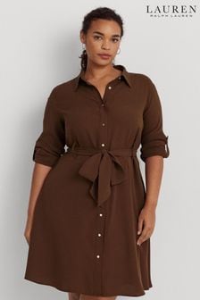 Lauren Ralph Lauren Curve Collared Brown Dress (244914) | €162