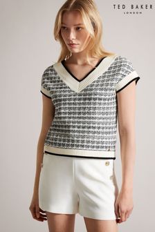 Ted Baker Natural Lauryin Checked Easy Fit Sweater Top (245132) | €64