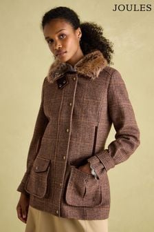 Joules Fieldcoat Luxe Brown Fieldcoat Luxe 3-in-1 Brown Tweed Coat with Removable Quilted Gilet (245639) | $512