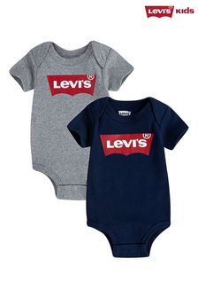 Levi's® Grey Two Pack Batwing Bodysuits (245656) | $43