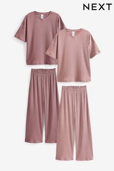 Brown/Pink Rib Pyjamas 2 Pack (8-16yrs) (246564) | $91 - $106