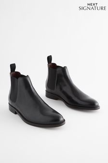 Black Signature Leather Chelsea Boots (246905) | $154