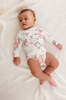 Rose motif fleurs - Lot de 5 bodies à manches longues pour bébé (246936) | €20 - €22