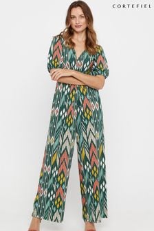 Cortefiel Green Printed Jersey-Knit Jumpsuit (247054) | €47