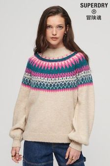 Superdry White Slouchy Pattern Knit Jumper (247436) | €34