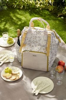 Ochre / Cream Ditsy Floral Filled Picnic Backpack
