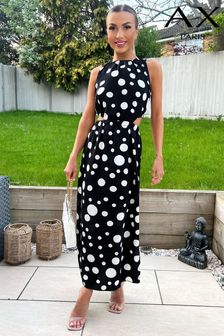 AX Paris Black and White Polka Dot Cut Out Midi Dress (247952) | 53 €