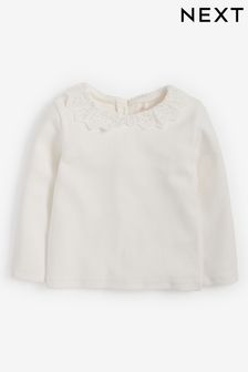 Cream Brushed Broderie Collar Top (3mths-7yrs) (248313) | €8.50 - €11.50