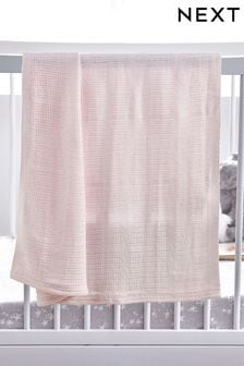 Pink Kids Organic Cotton Lightweight Cellular Blanket Width: 75cm x Length: 95cm (248477) | €13