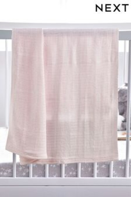 Pink Kids Organic Cotton Lightweight Cellular Blanket Width: 75cm x Length: 95cm (248477) | 15 €