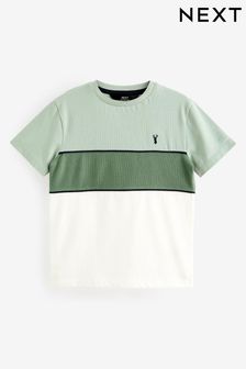 Zielony teksturowany - Koszulka z krótkim rękawem w bloki kolorów (3-16 lat) (248522) | 35 zł - 55 zł