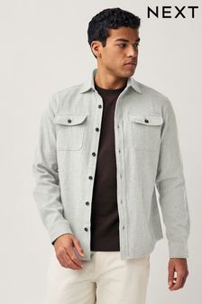 Gris - Veste-chemise à deux poches en coton brossé (248668) | €39