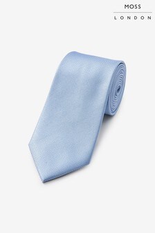 Moss Sky Blue Plain Natte Silk Tie (248705) | $66