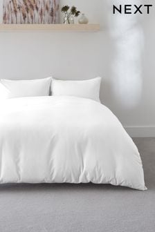 White Easy Care Polycotton Plain Duvet Cover and Pillowcase Set