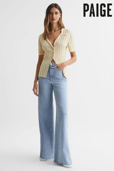 Reiss Kianni Distressed Harper Ankle Paige High Rise Wide Leg Raw Hem Jeans (249284) | ₪ 1,890