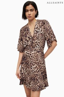 AllSaints Brown Dina Evita Dress (249571) | $204