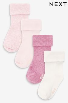 Roza - Komplet 4 parov nogavic z zavihanim robom za dojenčke (0 mesecev–2 let) (249912) | €9