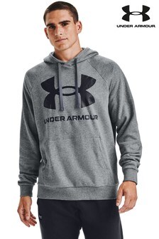 Under Armour Herren Rival Kapuzensweatshirt aus Fleece mit großem Logo, Grau (250055) | 71 €