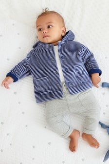 Blue Baby Stripe Velour Jacket (0mths-2yrs) (250088) | €26 - €29