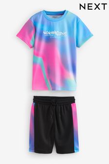 Multi/Black Mesh T-Shirt and Shorts Set (3-16yrs) (250270) | ￥2,950 - ￥4,340