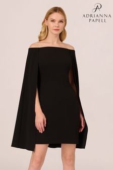 Adrianna Papell Off Shoulder Cape Black Dress (250291) | Kč6,700