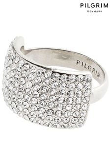 PILGRIM Silver Tone Aspen Recycled Crystal Adjustable Ring (250428) | €50