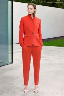 next red trouser suit