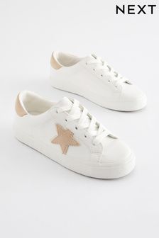 White Neutral Wide Fit (G) Star Lace-Up Trainers (251025) | $27 - $37
