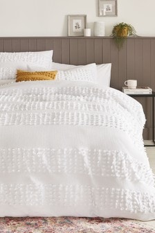 White Harlow Tufted Duvet Cover And Pillowcase Set (251033) | €63 - €101