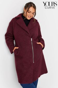 Yours Curve Red Boucle Biker Coat (251109) | $111