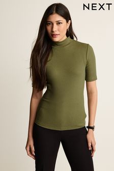 Olive Green Half Sleeve High Neck T-Shirt (251135) | 32 zł
