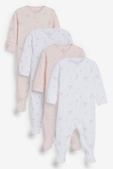 4 Pack Delicate Bunny Sleepsuits (0-2yrs)