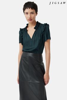 Jigsaw Recycled Satin Ruffle Top (251169) | ₪ 478