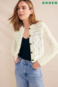 Boden White Pointelle Long Sleeve Cardigan (251570) | 121 €