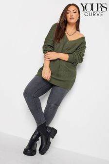 Yours Curve Green Double V-Neck Jumper (251768) | €13