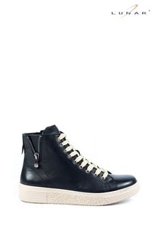 Lunar Danube Laceup Leather Black Boots