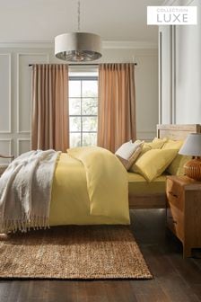 Mustard Yellow Collection Luxe 200 Thread Count 100% Egyptian Cotton Percale Duvet Cover And Pillowcase Set (252040) | AED132 - AED286
