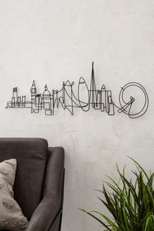 Wand-Ornament aus Draht mit Skyline von London, Schwarz (252243) | 50 €