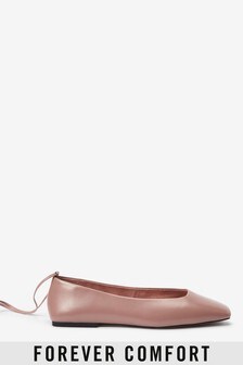 Leather Square Toe Ballerina Shoes