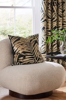 Black Cut Velvet Leaf Small Square - Feather Filled Cushion (252515) | €50