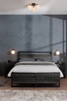 Bronx Black Oak Effect Axel Wooden Drawer Storage Bed Frame (252917) | €750 - €875