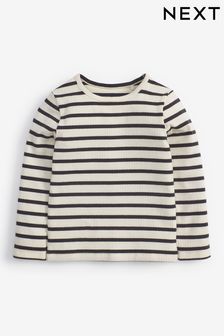 Black/White Stripe T-Shirt Cotton Rich Long Sleeve Rib T-Shirt (3mths-7yrs) (253907) | CA$13 - CA$19