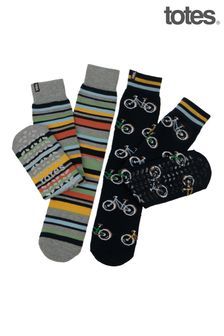 Totes Natural Mens Toasties Original Slipper Socks Pack Of 2 (254174) | 69 QAR