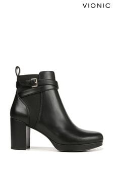 Vionic Nella Leather Ankle Black Boots (254580) | $302