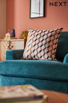 Orange Geometric Jacquard 50 x 50cm Cushion