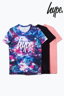 Hype. Pink/Black Space Print Kids T-Shirt Three Pack (254951) | KRW49,300