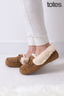 Totes Isotoner Ladies Genuine Suede Moccasin With Faux Fur Lining (255196) | 215 LEI