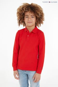 Czerwona dziecięca koszulka polo Tommy Hilfiger Essential z długim rękawem (255218) | 125 zł - 157 zł